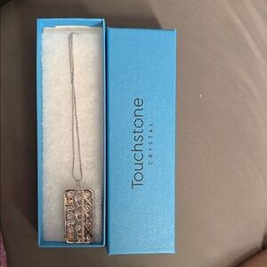 Touchstone Crystal Silver-tone Holdin Pattern Pendant